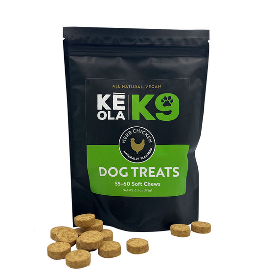 CBD Vegan Dog Treats - Package with treats around it