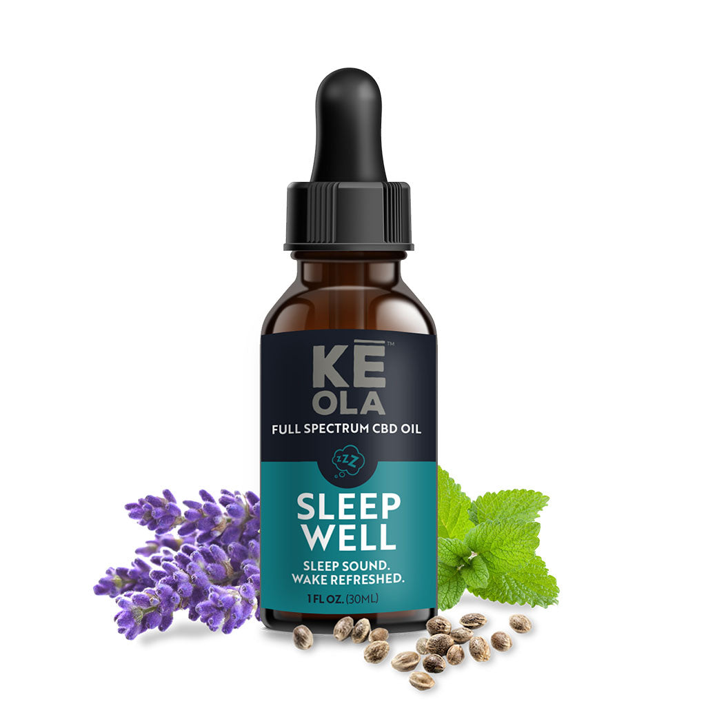 CBD Oil for Sleep - Front of label with ingredients around