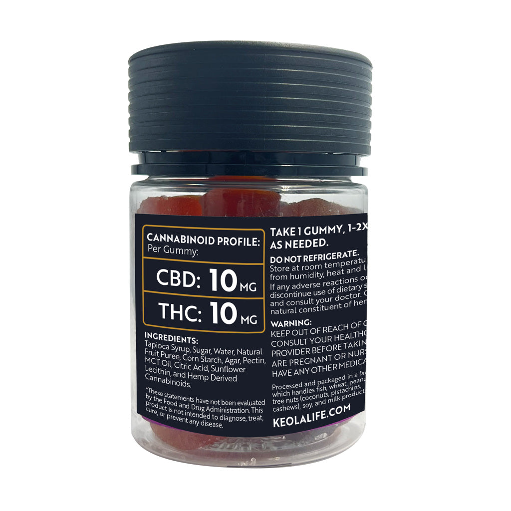 Keola Relax Full Spectrum CBD + THC Gummies - Back Label